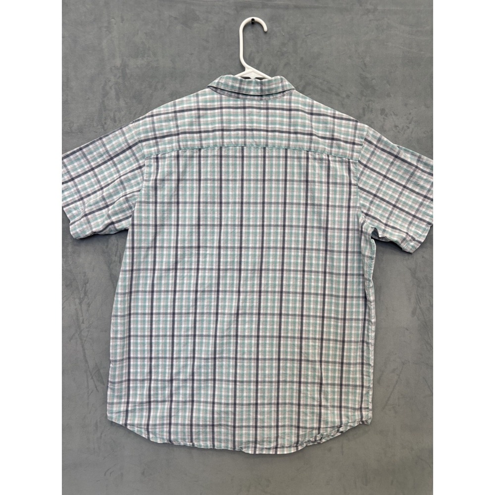 Columbia Shirt Blue/Gray/White Plaid Short Sleeve Button Up Regular Fit Mens L - Picture 2 of 7